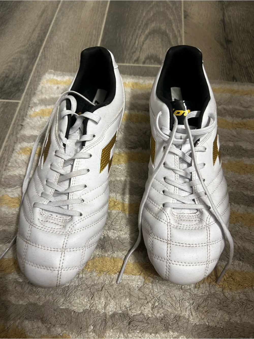 OTTO White Soccer Shoes with Gold Accents
